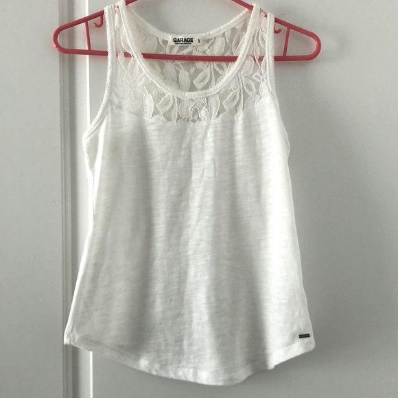 Garage White Lace Tank Top - Picture 1 of 4
